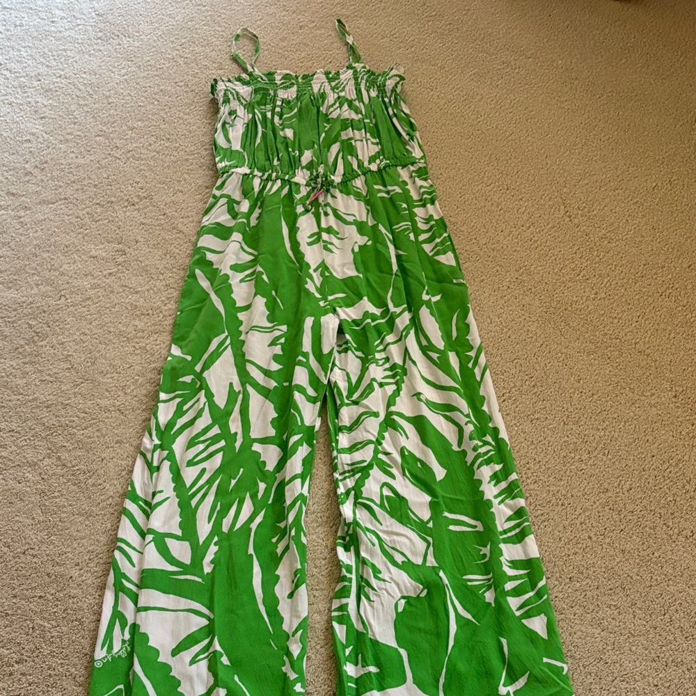 Lilly Pulitzer x target Green and White Leaf Jumpsuit Girls XL